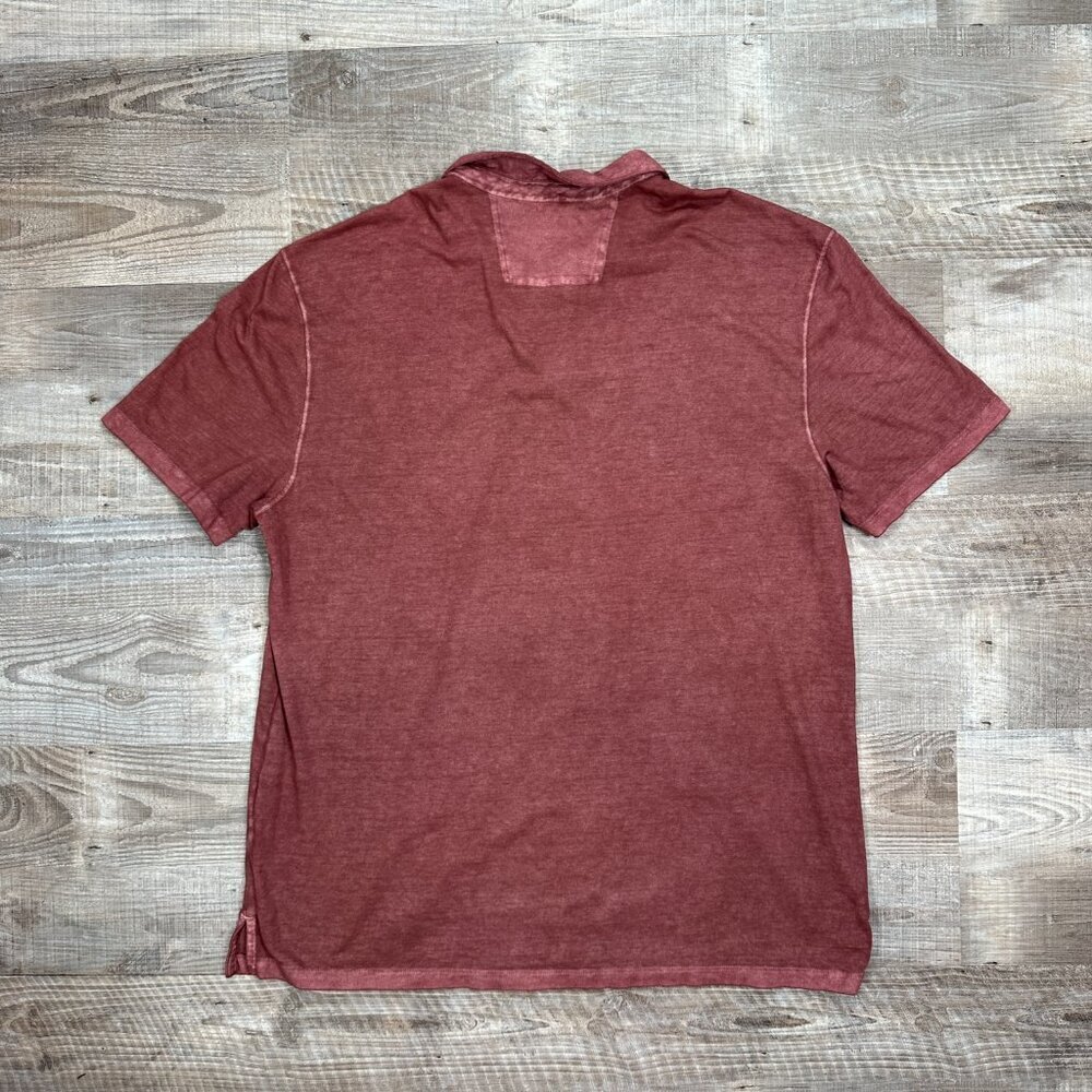 John Varvatos Polo Shirt Men XXL Pink Acid Wash Pocket - Picture 8 of 10